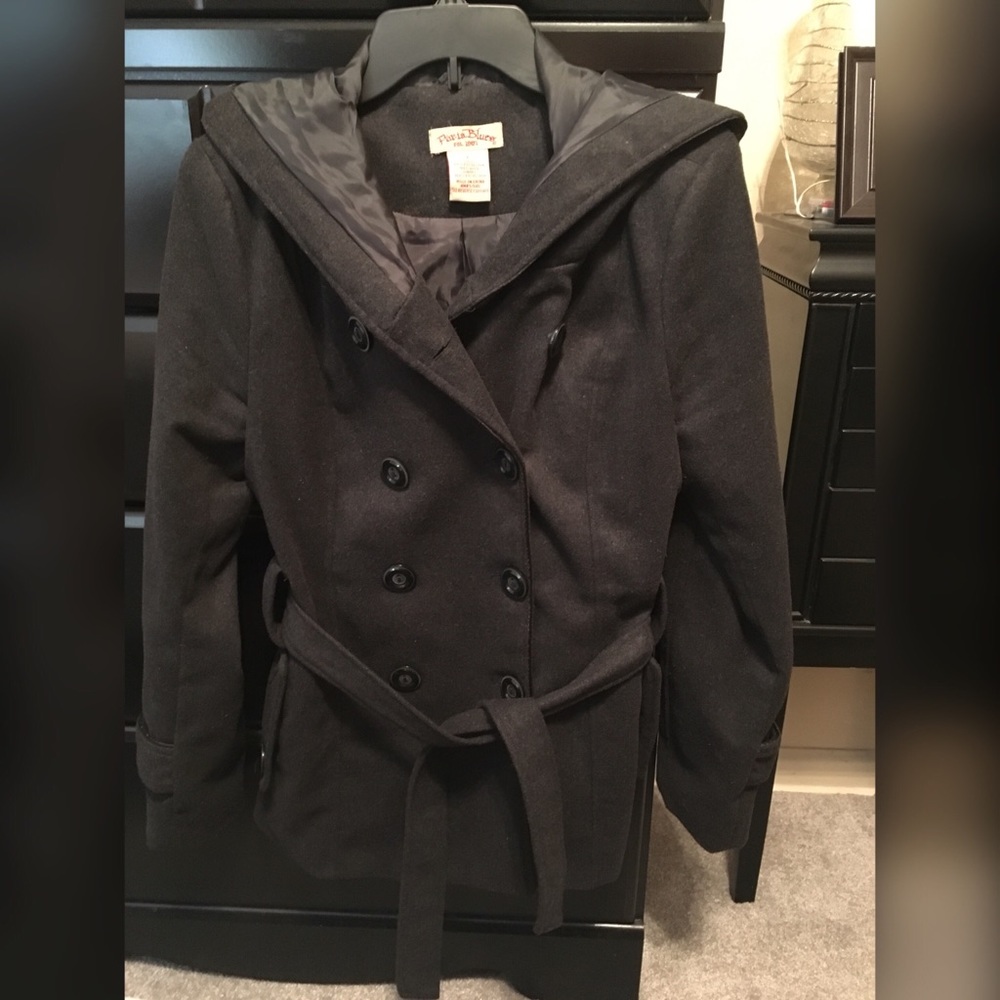 L - Black - Pea Coat w/hood